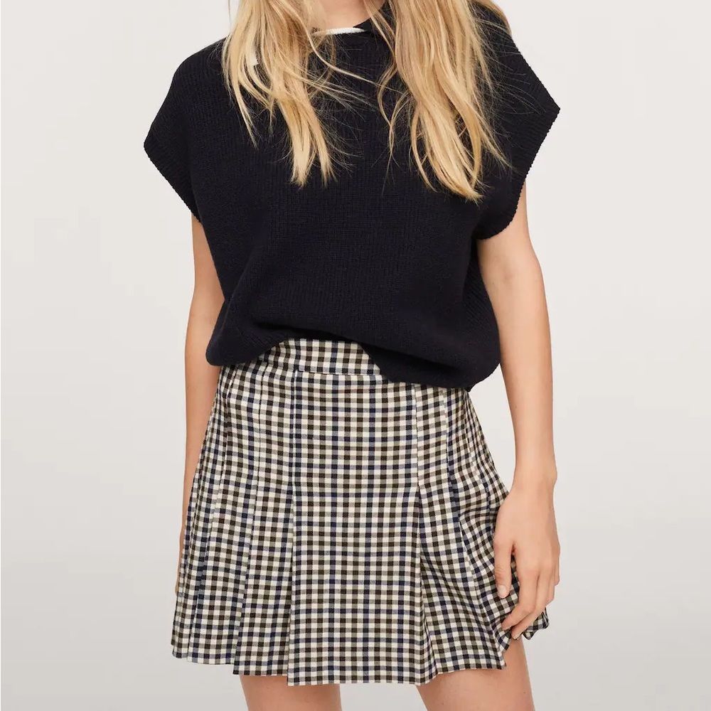 Mango Pleated Check Miniskirt Tennis Skirt